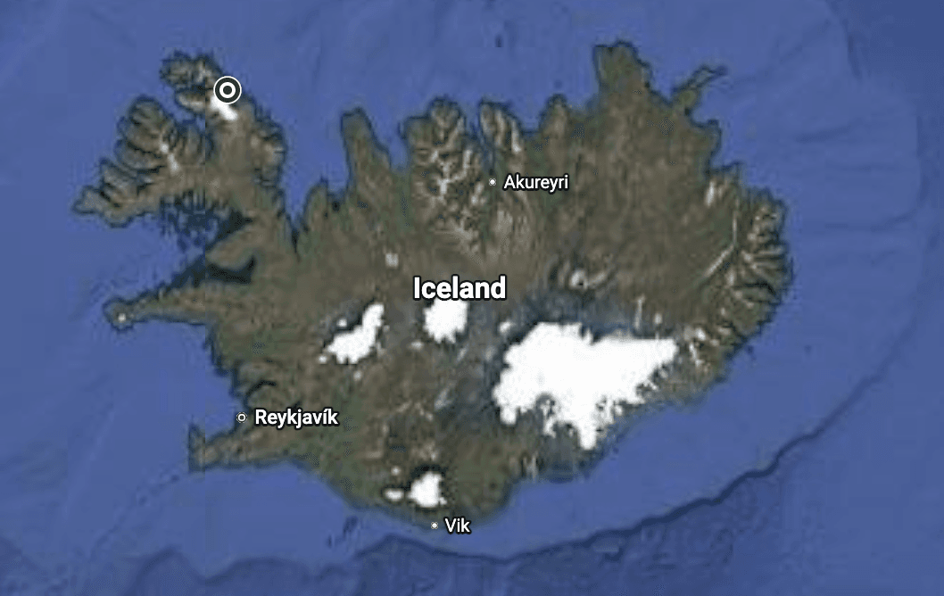 Map showing Þaraláturfjörður location in Iceland